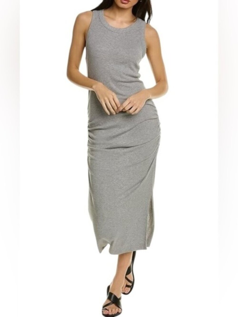 Michael Stars Gray Ribbed Tank Midi Dress